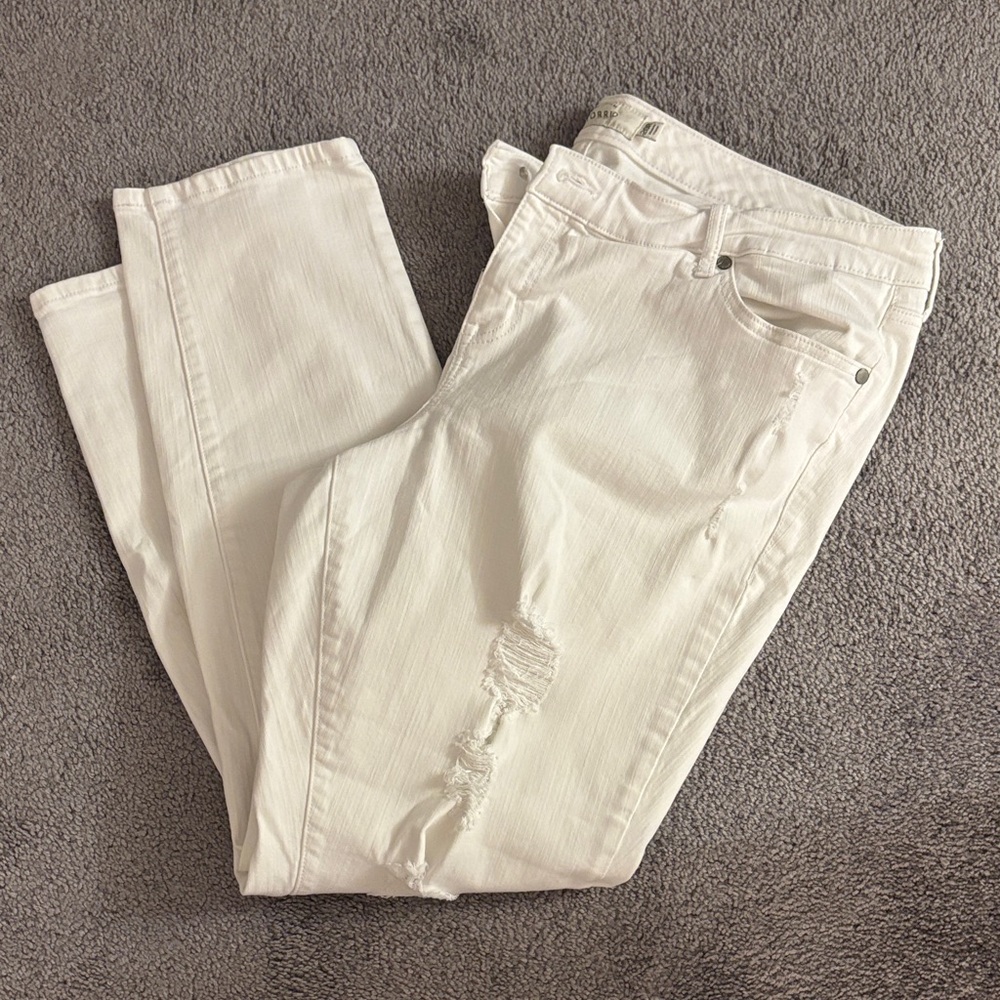 TORRID White Women's Distressed Jeans - Classic Slim Fit